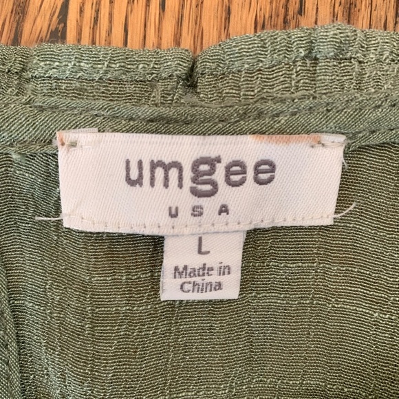 Umgee  blouse babydoll peasant shirt, boho top lace gauzy coastal Spring large - Picture 4 of 6